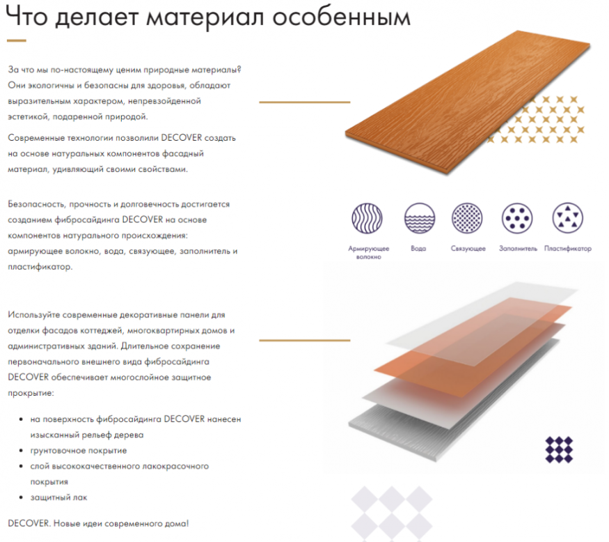 Фибросайдинг DECOVER 3600 x 190 x 8 мм Цвет терракота купить в Казани