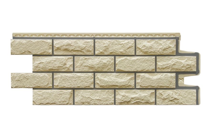 Фасадные панели Grand Line, Колотый камень Design, Бежевый (шов RAL 7006) купить в Казани