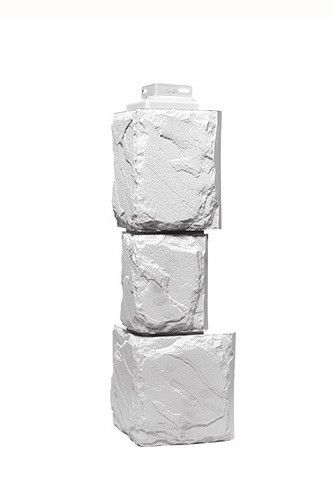 Угол Фасадного Сайдинга «Крупный Камень» Мелованный Белый купить в Казани