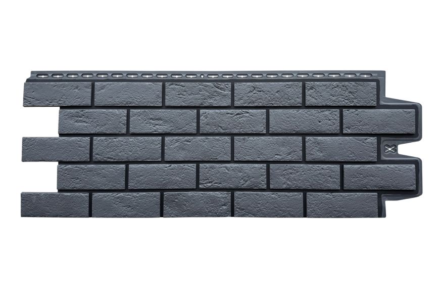 Фасадная панель Grand Line, Состаренный кирпич Design, Графит, шов RAL 9005 купить в Казани