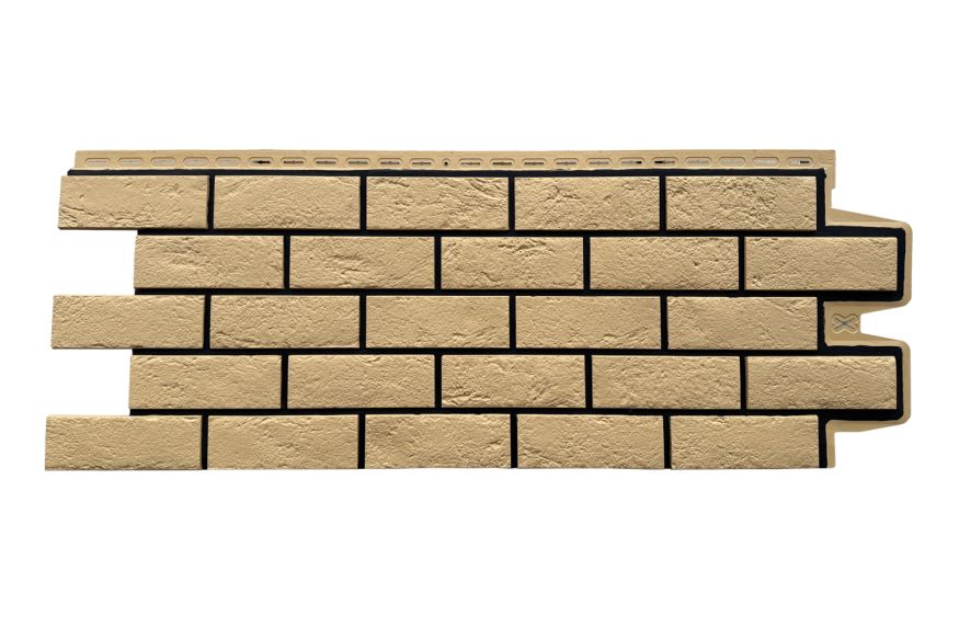 Фасадная панель Grand Line, Состаренный кирпич Design, Песочный, шов RAL 9005 купить в Казани