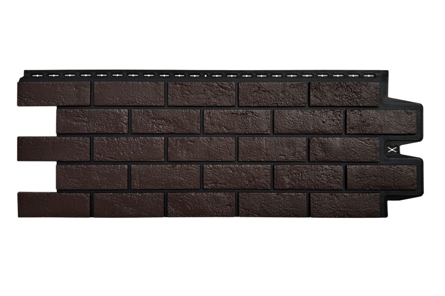 Фасадная панель Grand Line, Состаренный кирпич Design, Шоколадный, шов RAL 9005 купить в Казани